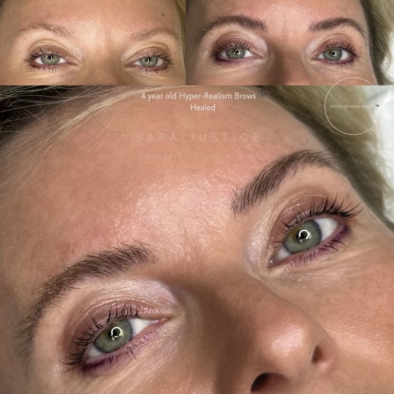 photo before and 4 years after Hyper-Realism Brows treatment